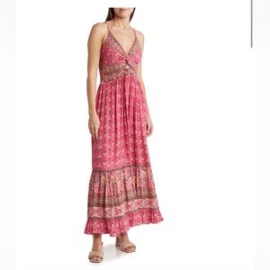 Angie Twist Front Maxi Dress - Fuchsia